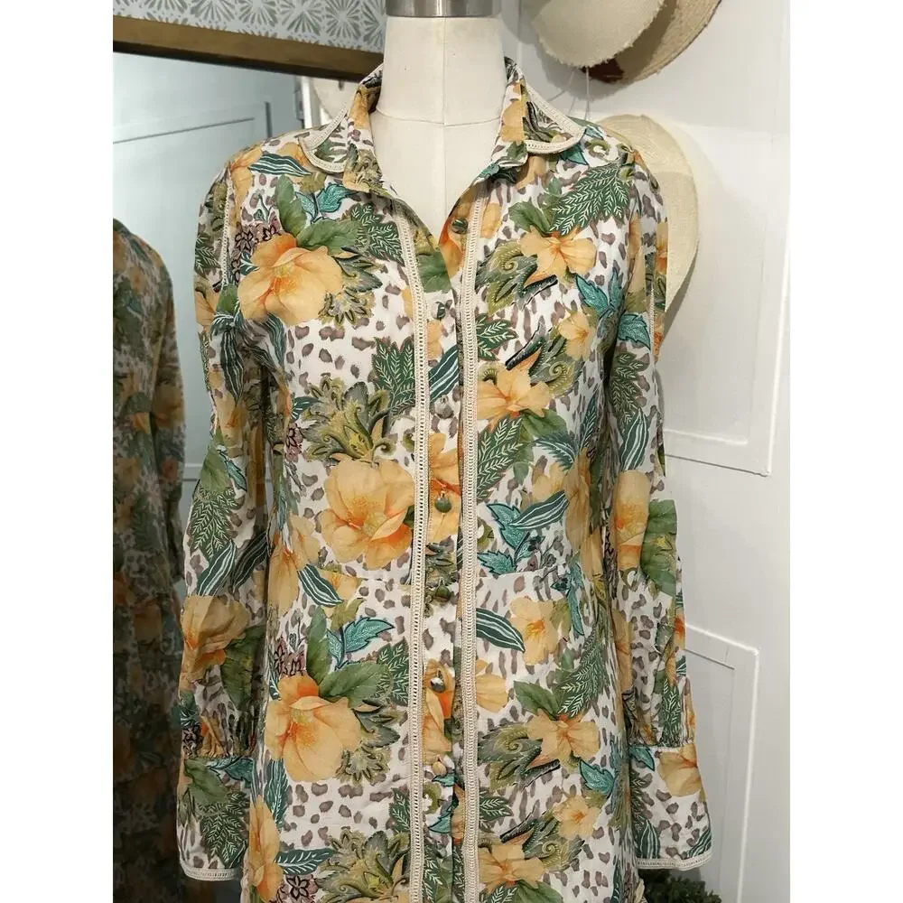 Bergdorf Goodman Aqua Blu Australia Dahlia Helena Button-Front Maxi Dress Small - Picture 8 of 11